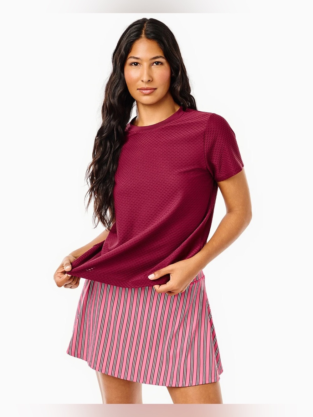 Addison Bay Active Mesh Walnut Short Sleeve Top in Lacquer, Size Large